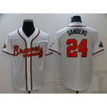 Atlanta Braves #24 Deion Sanders 2022 White Gold HOLBERT World Series Champions Program Cool Base Stitched Jersey