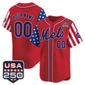 Custom New York Mets America 250 Edition Vapor Premier Limited Red HOLBERT Stitched Jerseys