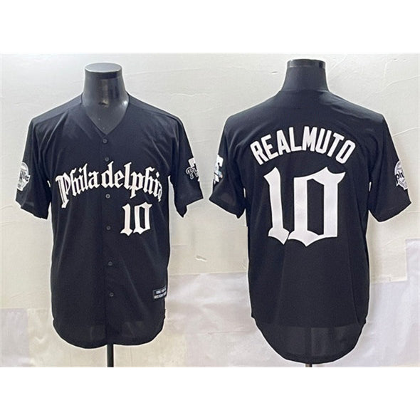 Philadelphia Phillies #10 J.T. Realmuto Black HOLBERT Gothic Vapor Limited Stitched Jersey