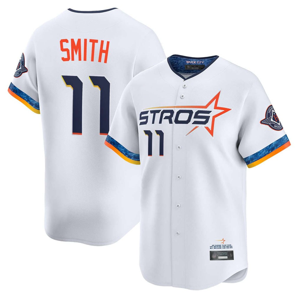 Houston Astros #11 Cam Smith Player White HOLBERT City Connect Limited Home Stitched Jerseys