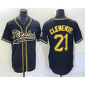 Pittsburgh Pirates #21 Roberto Clemente Black HOLBERT Cool Base Stitched Jersey