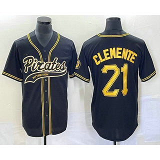 Pittsburgh Pirates #21 Roberto Clemente Black HOLBERT Cool Base Stitched Jersey