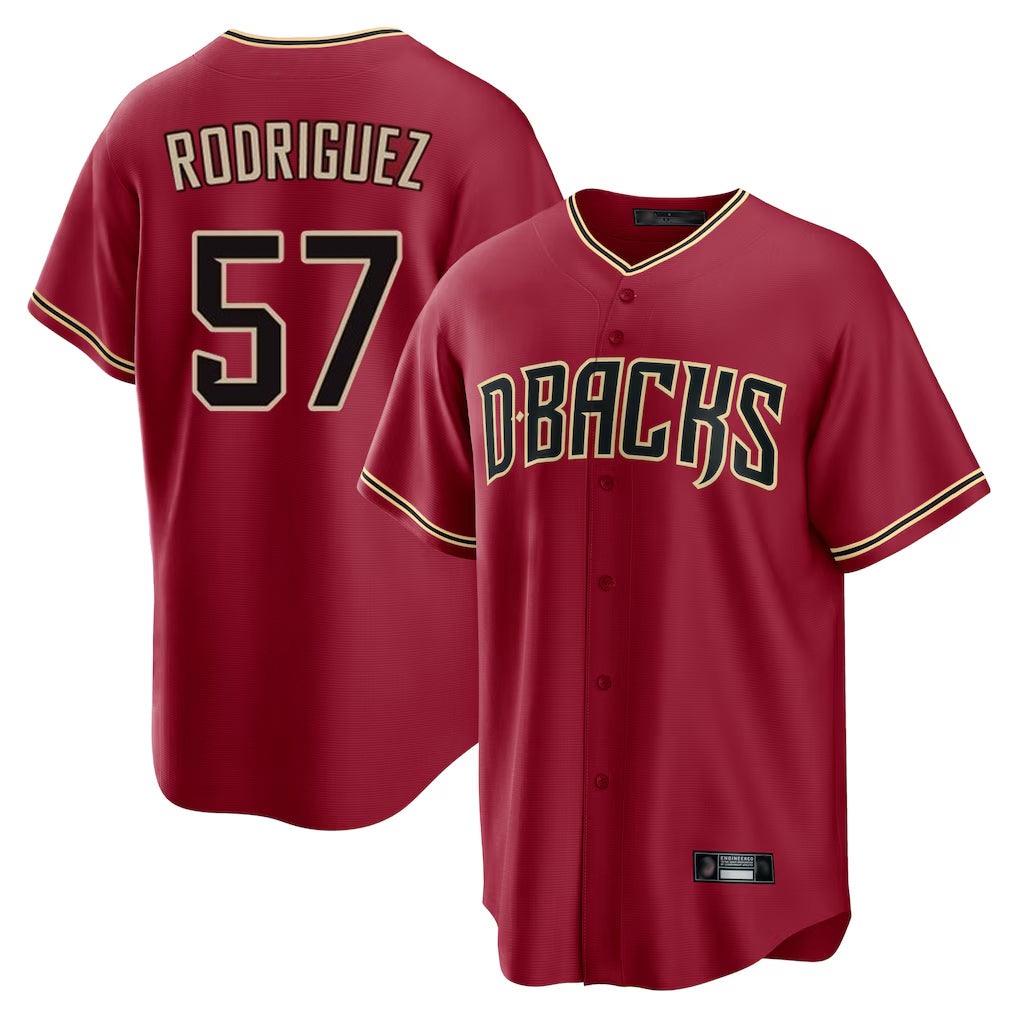 Arizona Diamondbacks #57 Eduardo Rodriguez Player Red HOLBERT Home Game Stitched Jerseys