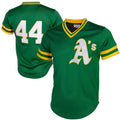 Oakland Athletics #44 Reggie Jackson Mitchell & Ness Green HOLBERT Authentic Batting Practice Jersey