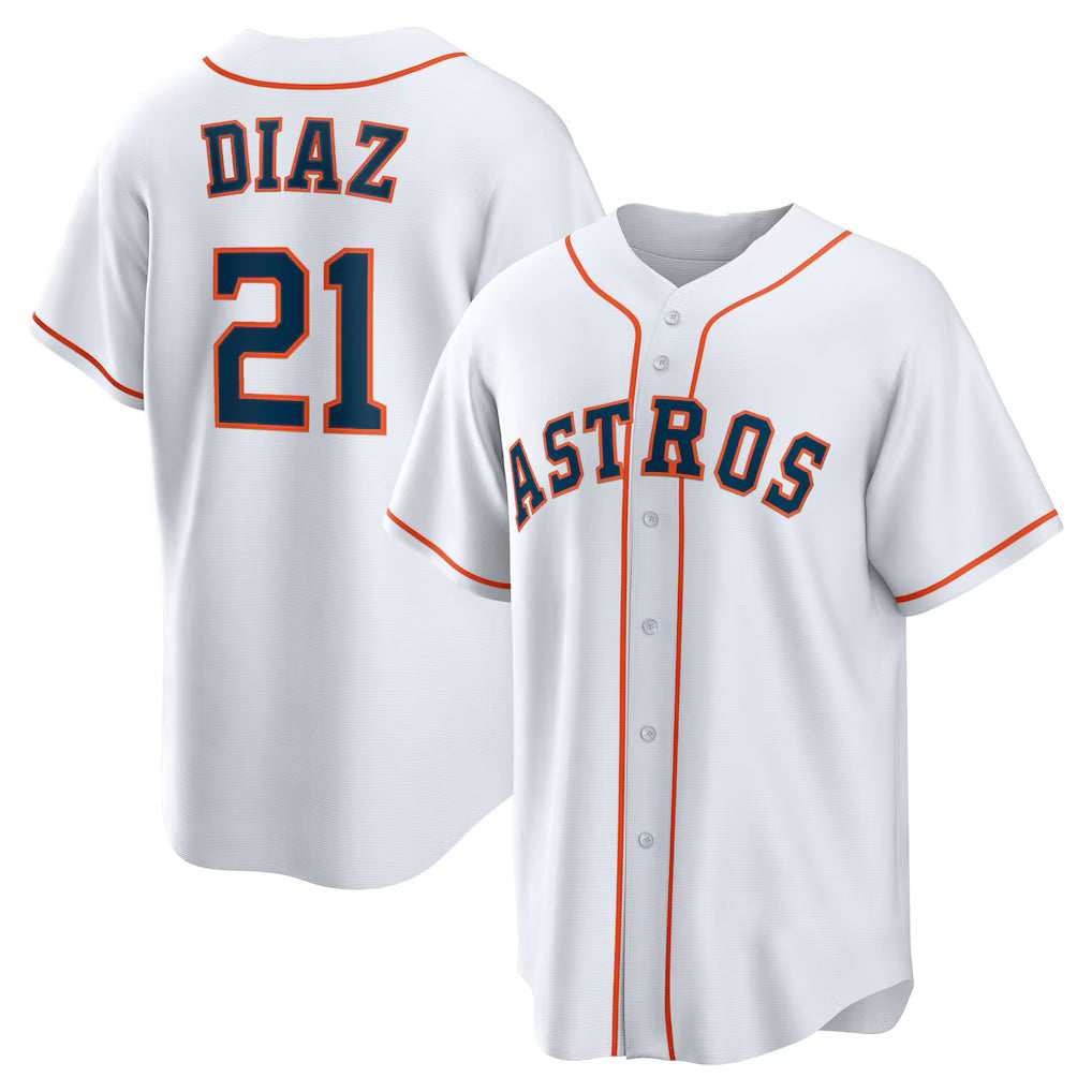 Houston Astros #21 Yainer Diaz White HOLBERT Home Replica Jersey