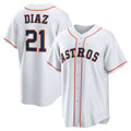 Houston Astros #21 Yainer Diaz White HOLBERT Home Replica Jersey