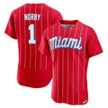 Miami Marlins #1 Connor Norby Player Red HOLBERT City Connect Home Limited Elite Stitched Jerseys