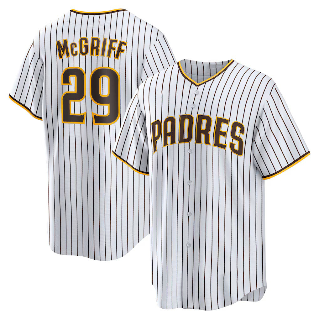 San Diego Padres #29 Fred McGriff White HOLBERT Home Retired Player Replica Jersey