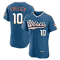 Milwaukee Brewers #10 Sal Frelick Player Blue HOLBERT 2026 City Connect Home Limited Elite Stitched Jerseys