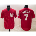 New York Yankees #7 Mickey Mantle Red HOLBERT Fashion Cool Base Jersey