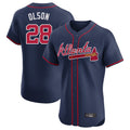 Atlanta Braves #28 Matt Olson Player Navy HOLBERT Limited Elite Home Game Stitched Jerseys