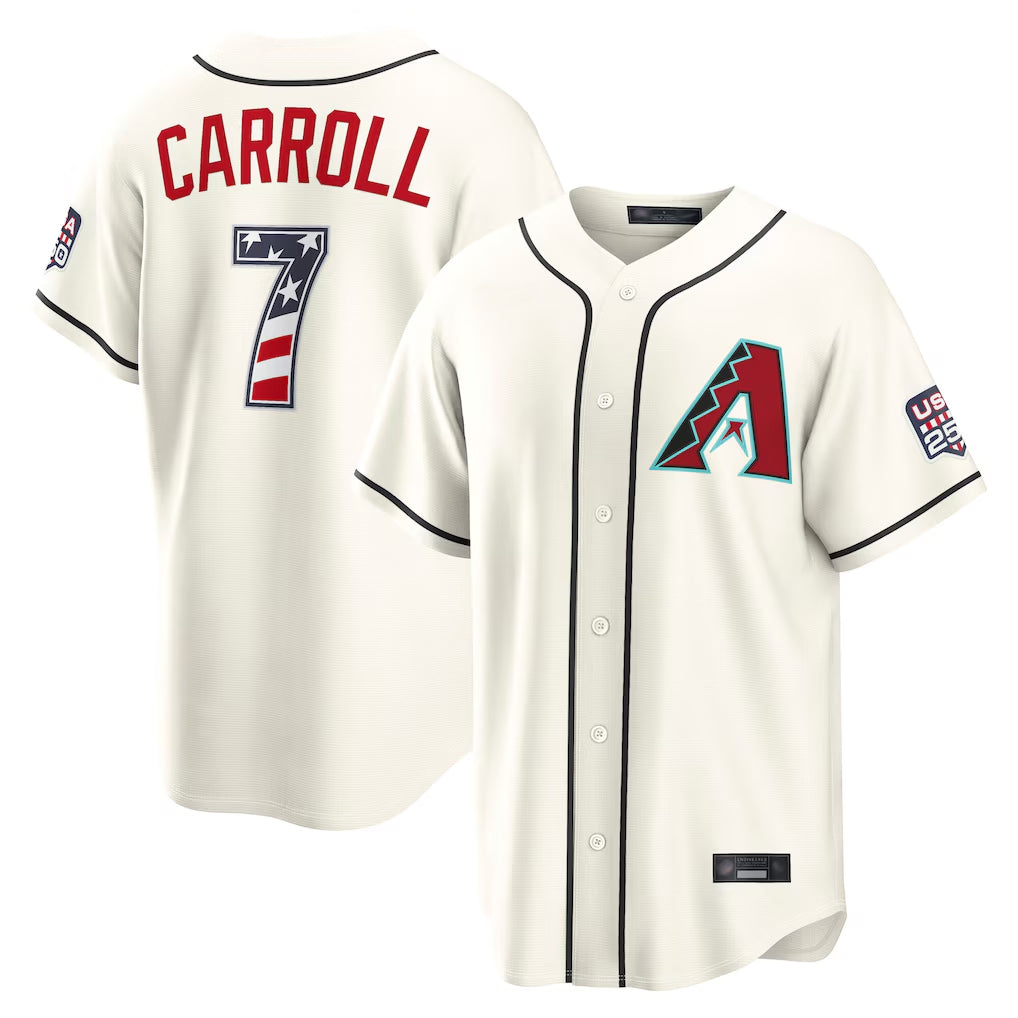 Arizona Diamondbacks #7 Corbin Carroll Player Cream HOLBERT USA 250 Fourth of July Home Game Stitched Jerseys
