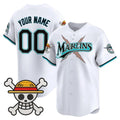 Custom Miami Marlins x One Piece White HOLBERT Vapor Premier Limited Jersey - Stitched