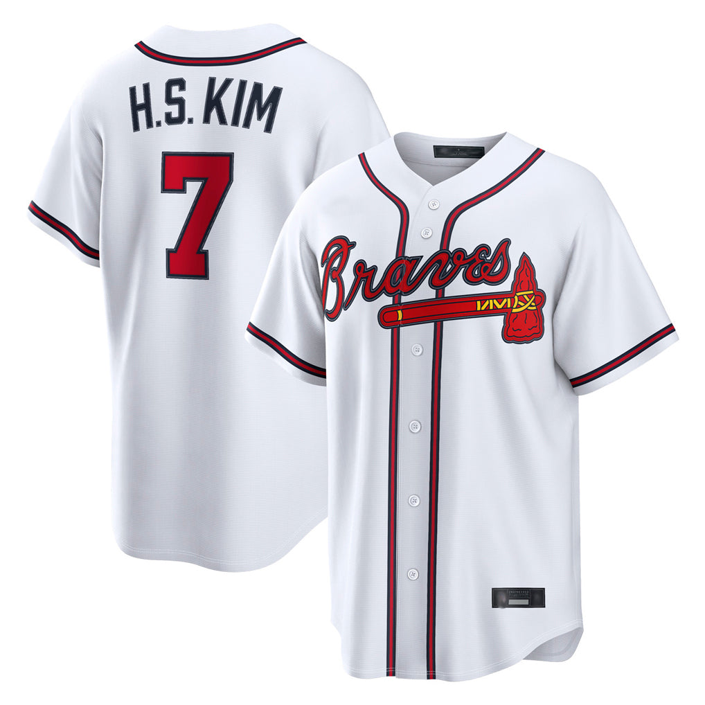 Atlanta Braves #7 Ha-Seong Kim Player White HOLBERT Home Game Stitched Jerseys