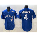 Toronto Blue Jays #4 George Springer Navy HOLBERT 2025 World Series Home Cool Base Stitched Jersey