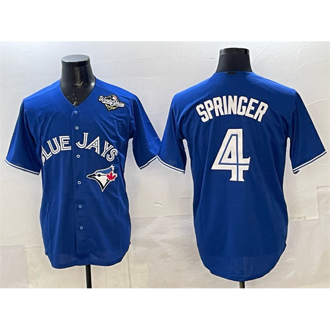 Toronto Blue Jays #4 George Springer Navy HOLBERT 2025 World Series Home Cool Base Stitched Jersey