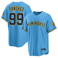 Milwaukee Brewers #99 Gary Sanchez Player Light Blue HOLBERT Road Stadium Game Stitched Jerseys