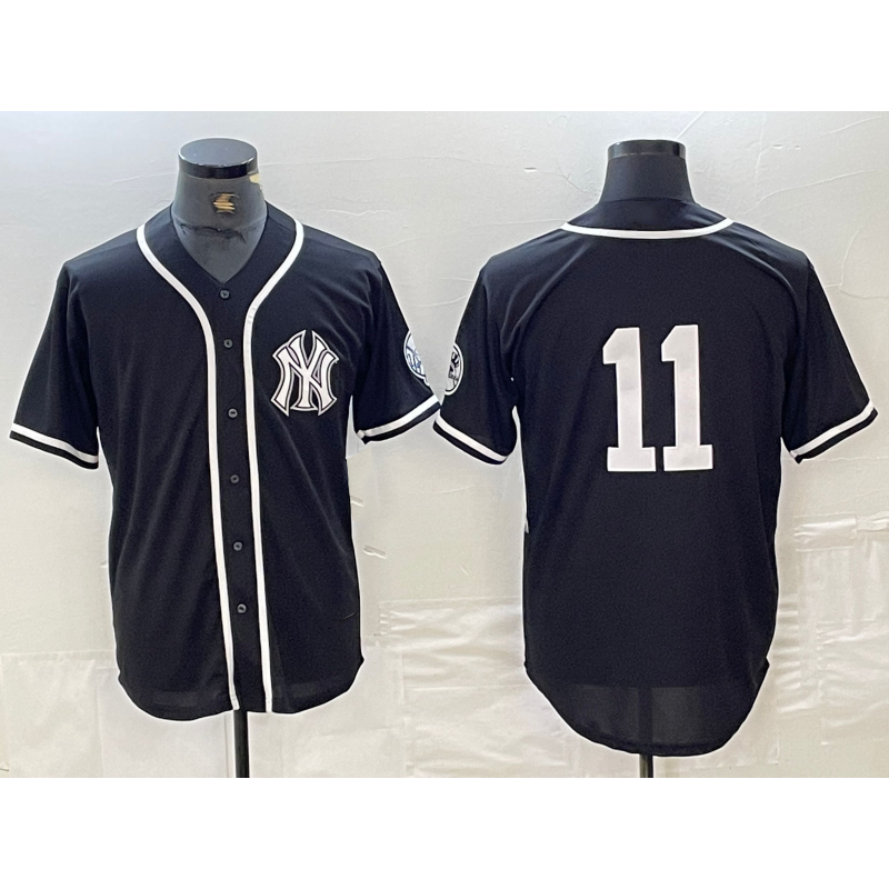 New York Yankees #11 Anthony Volpe No Name Black White HOLBERT Cool Base Stitched Jersey