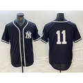 New York Yankees #11 Anthony Volpe No Name Black White HOLBERT Cool Base Stitched Jersey