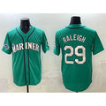 Seattle Mariners #29 Cal Raleigh Aqua HOLBERT With 2025 AL West Division Champions Patch Limited Stitched jersey