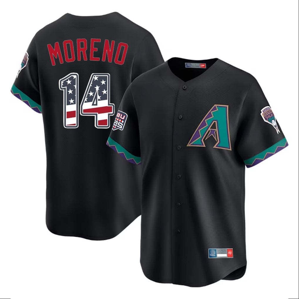 Arizona Diamondbacks #14 Gabriel Moreno Player Black HOLBERT USA 250 Fourth of July Home Game Stitched Jerseys