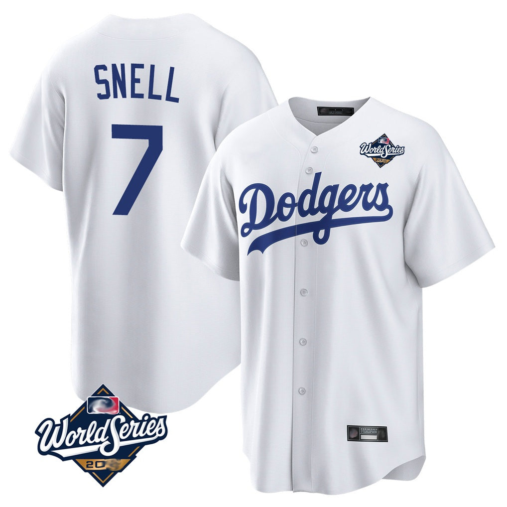 Los Angeles Dodgers #7 Blake Snell Player White HOLBERT Game World Series Stitched Jerseys