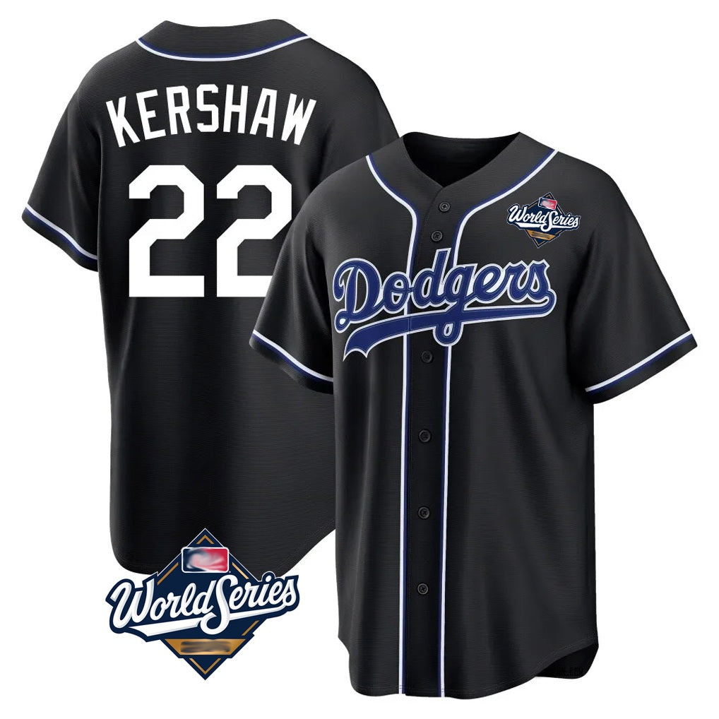 Los Angeles Dodgers #22 Clayton Kershaw Player Black HOLBERT World Series Carbon Limited Home Stitched Jerseys