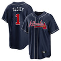 Atlanta Braves #1 Ozzie Albies Player Navy HOLBERT Home Game Stitched Jerseys