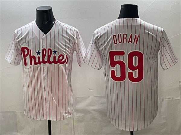 Philadelphia Phillies #59 Jhoan Dur¨¢n White HOLBERT Cool Base Stitched Jersey