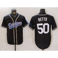 Los Angeles Dodgers #50 Mookie Betts Black White HOLBERT Cool Base Stitched Jersey