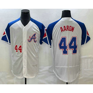 Atlanta Braves #44 Hank Aaron Number White HOLBERT 2023 City Connect Flex Base Stitched Jersey 3