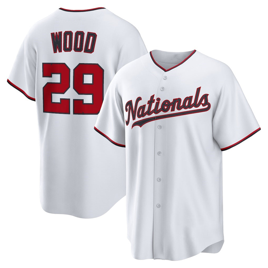 Washington Nationals #29 James Wood White HOLBERT Home Replica Jersey