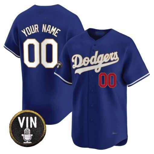 Custom Los Angeles Dodgers Vin Scully Patch Gold Trim Vapor Premier Limited Jersey ¨C Royal HOLBERT