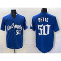 Los Angeles Dodgers #50 Mookie Betts Blue HOLBERT 2025 LA Gothic Style With Fernando Patch Vapor Premier Limited Stitched Jersey
