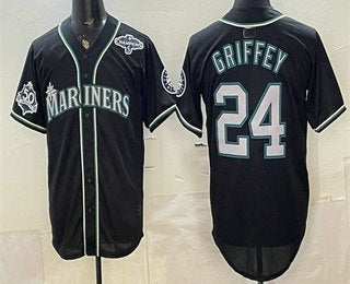 Seattle Mariners #24 Ken Griffey Jr 50th Black HOLBERT Out Style Vapor Premier Limited Jersey