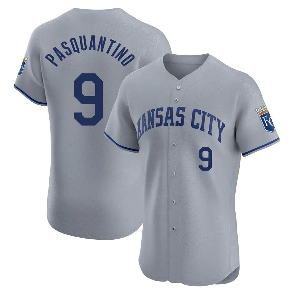 Kansas City Royals #9 Vinnie Pasquantino Player Gray HOLBERT Limited Elite Home Stitched Jerseys