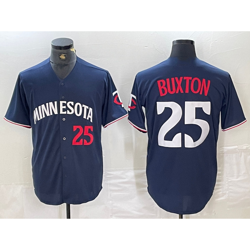 Minnesota Twins #25 Byron Buxton Number 2023 Navy Blue HOLBERT Cool Base Stitched Jersey 2