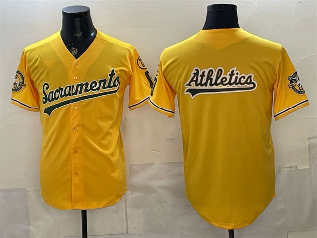 Oakland Athletics Team Big Logo 2026 Yellow HOLBERT Alternate Sacramento Celebrating 125 Years Vapor Limited Stitched Jerseys