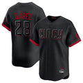 Cincinnati Reds #28 Eugenio Su¨¢rez Player Black HOLBERT City Connect Home Limited Stitched Jerseys