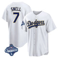 Los Angeles Dodgers #7 Blake Snell Player Gold White HOLBERT World Series Meet Home Game Stitched Jerseys
