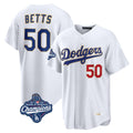 Los Angeles Dodgers #50 Mookie Betts Player Gold White HOLBERT World Series Meet Collection Limited Home Stitched Jerseys