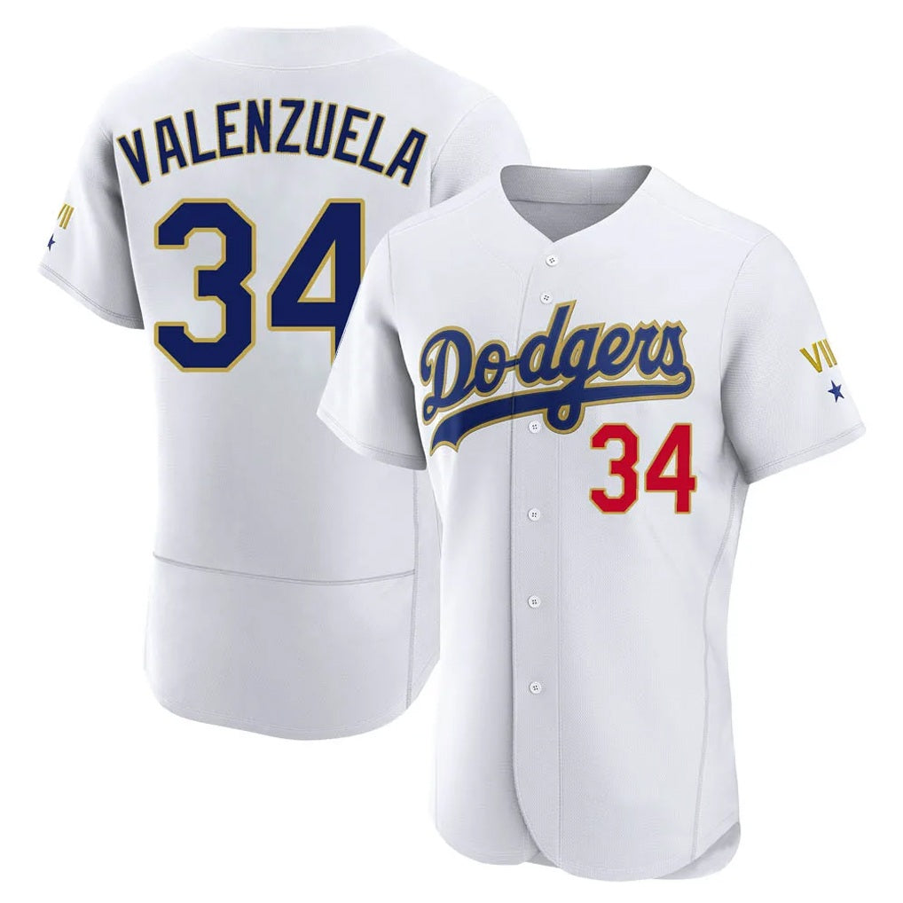Los Angeles Dodgers #34 Fernando Valenzuela Player Gold White HOLBERT 2026 Collection Stadium Limited Elite Stitched Jerseys