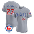 Chicago Cubs #27 Seiya Suzuki Player Gray HOLBERT Road 150th Anniversary Limited Elite Home Stitched Jerseys