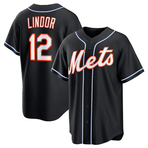 New York Mets #12 Francisco Lindor 2026 Black HOLBERT Out Stitched Jersey