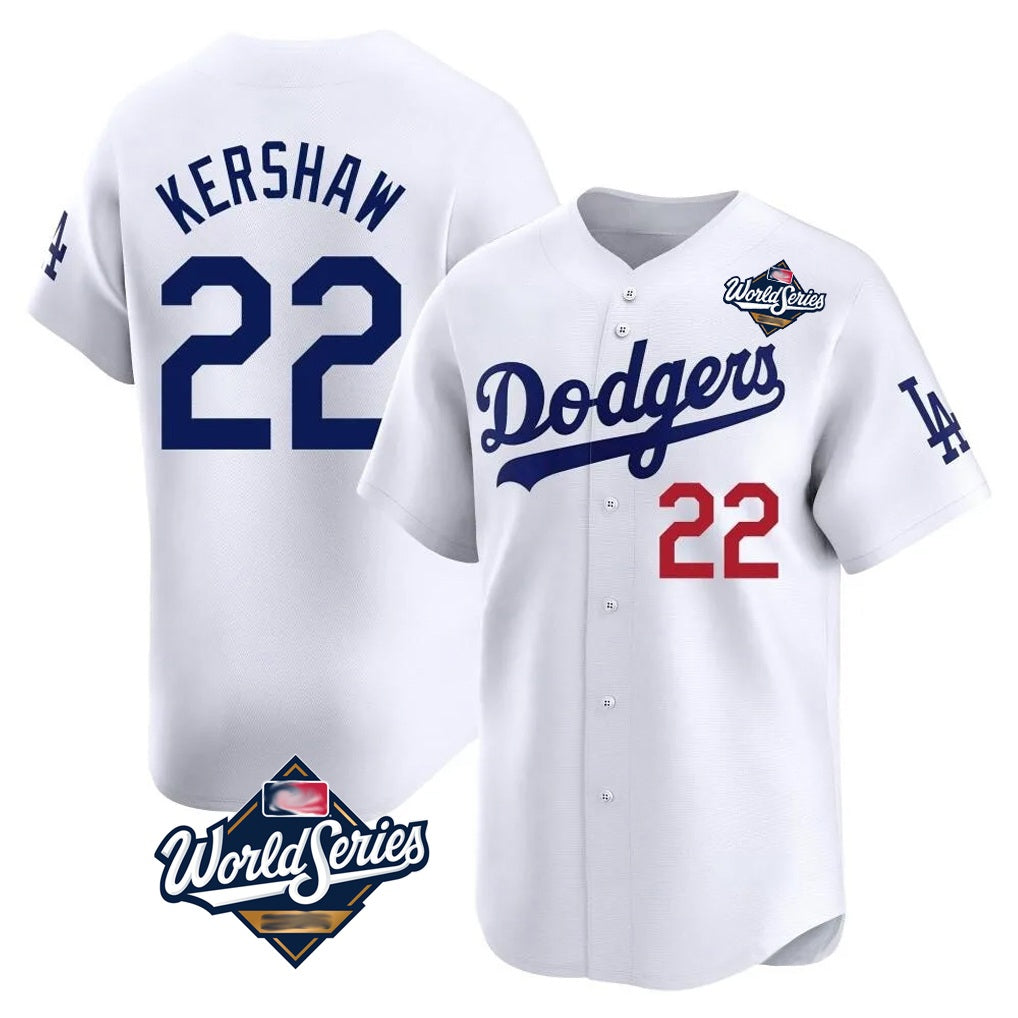 Los Angeles Dodgers #22 Clayton Kershaw Player White HOLBERT World Series Limited Home Stitched Jerseys