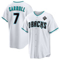 Arizona Diamondbacks #7 Corbin Carroll White HOLBERT 2023 World Series Cool Base Stitched Jerseys