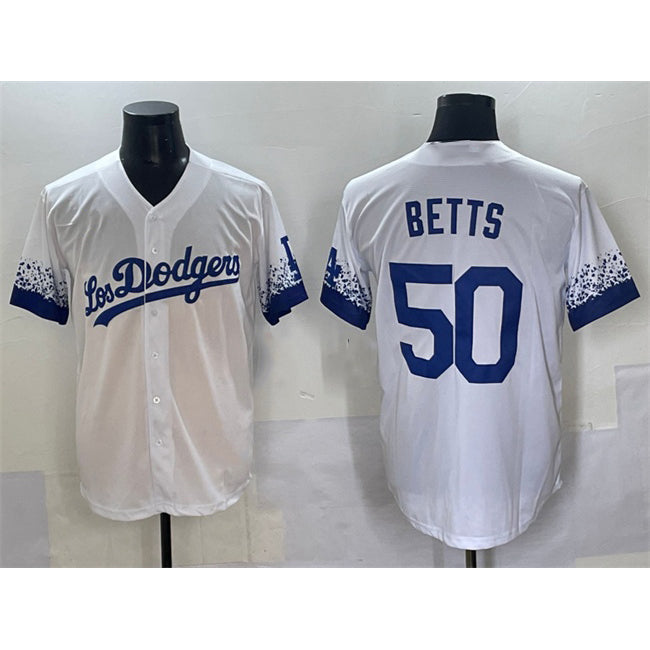 Los Angeles Dodgers #50 Mookie Betts White HOLBERT City Connect Cool Base Stitched Jersey