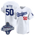 Los Angeles Dodgers #50 Mookie Betts White HOLBERT 2025 Champions Stitched Jersey