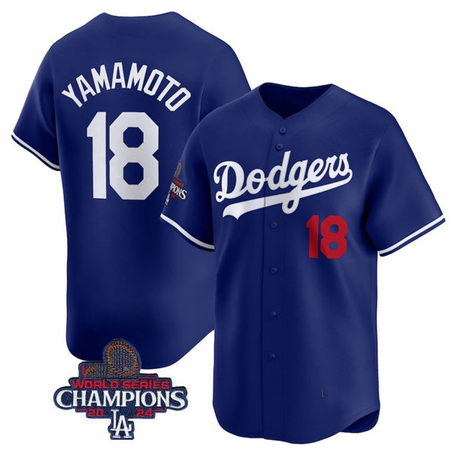 Los Angeles Dodgers #18 Yoshinobu Yamamoto Royal HOLBERT 2024 World Series Champions Alternate Limited Stitched Jersey