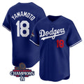 Los Angeles Dodgers #18 Yoshinobu Yamamoto Royal HOLBERT 2024 World Series Champions Alternate Limited Stitched Jersey